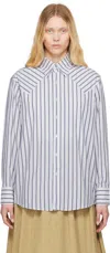 Carter Young White & Blue Western Business Shirt In Blue/white Stripe