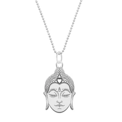 Cartergore Women's Large Silver Buddha Head Pendant Necklace In Metallic