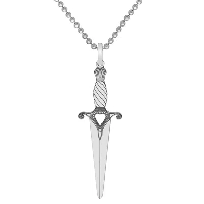 Cartergore Women's Large Silver Dagger Pendant Necklace