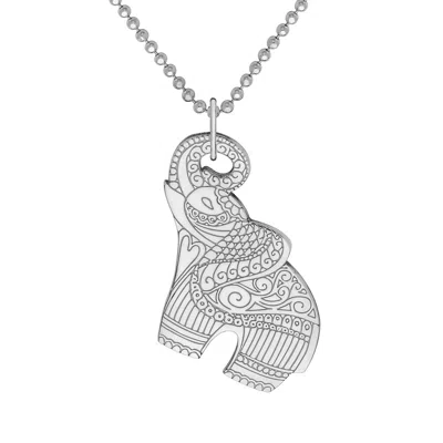 Cartergore Women's Large Silver Elephant Pendant Necklace