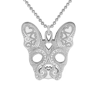 Cartergore Women's Large Silver French Bulldog Pendant Necklace