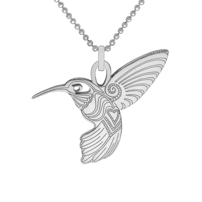 Cartergore Women's Large Silver Hummingbird Pendant Necklace