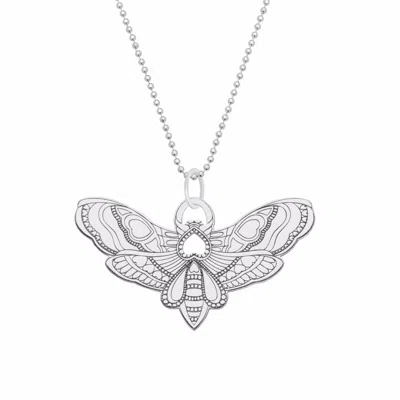Cartergore Women's Large Silver Moth Pendant Necklace