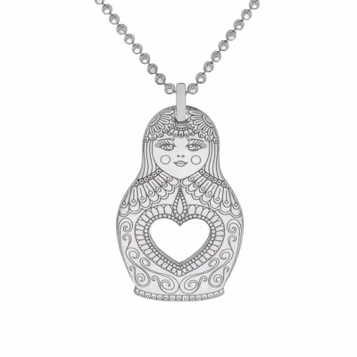 Cartergore Women's Large Silver Russian Doll Pendant Necklace In Metallic