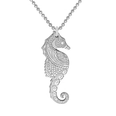 Cartergore Women's Large Silver Seahorse Pendant Necklace
