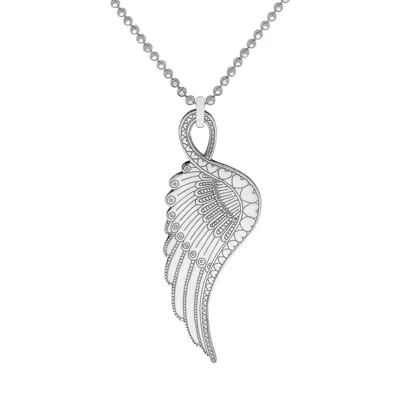 Cartergore Women's Large Silver Wing Pendant Necklace In Neutral
