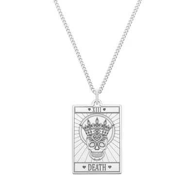 Cartergore Women's Large Sterling Silver “death” Tarot Card Necklace In Metallic