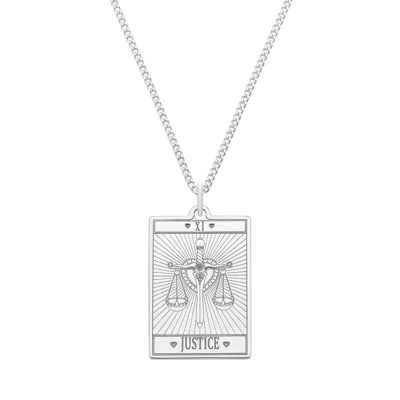 Cartergore Women's Large Sterling Silver “justice” Tarot Card Necklace