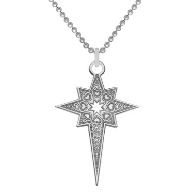 Cartergore Women's Large Sterling Silver North Star Pendant Necklace