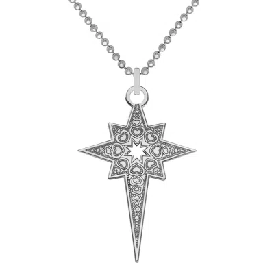 Cartergore Women's Large Sterling Silver North Star Pendant Necklace In Metallic
