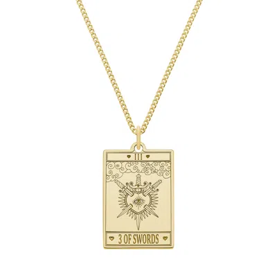 Cartergore Women's Medium 9ct 375 Gold  “3 Of Swords” Tarot Card Necklace