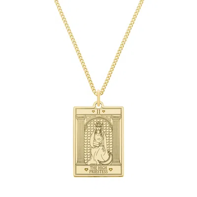 Cartergore Women's Medium 9ct 375 Gold “high Priestess” Tarot Card Necklace