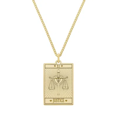 Cartergore Women's Medium 9ct 375 Gold  “justice” Tarot Card Necklace
