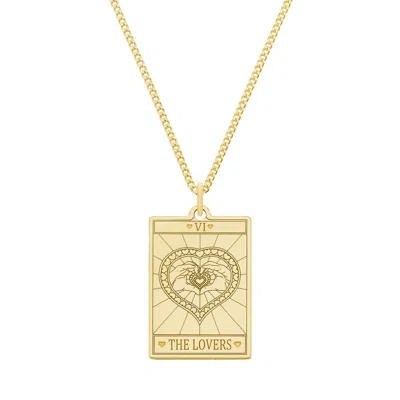 Cartergore Women's Medium 9ct 375 Gold  “the Lovers” Tarot Card Necklace