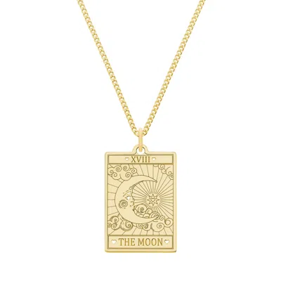 Cartergore Women's Medium 9ct 375 Gold  “the Moon” Tarot Card Necklace In Yellow