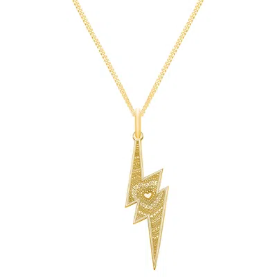 Cartergore Women's Medium 9ct Gold Lightning Bolt Pendant Necklace