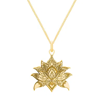 Cartergore Women's Medium Gold Lotus Flower Pendant Necklace