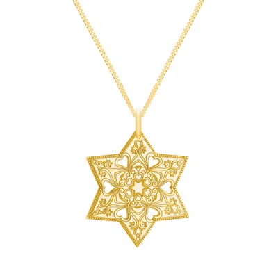 Cartergore Women's Medium Gold Mandala Star Pendant Necklace