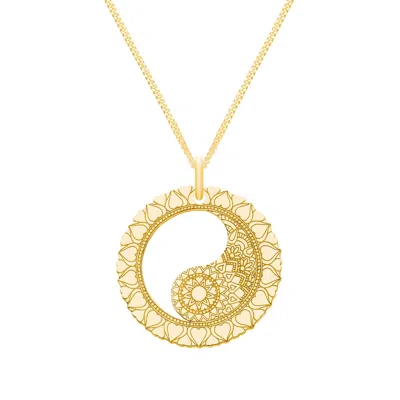 Cartergore Women's Medium Gold Mandala Yin Yang Pendant Necklace