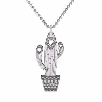 Cartergore Women's Medium Silver Carrie The Cactus Pendant Necklace In Metallic