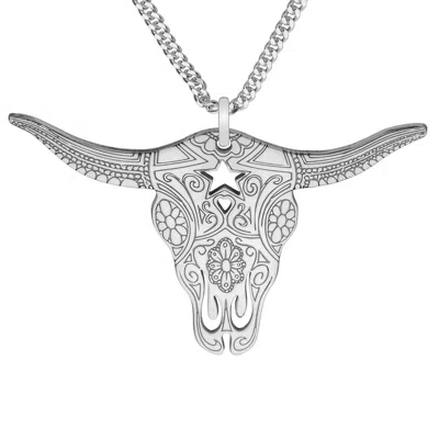Cartergore Women's Medium Silver Classic Texas Longhorn Necklace