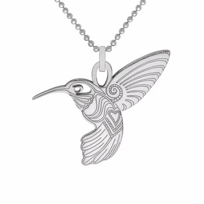 Cartergore Women's Medium Silver Humming Bird Pendant Necklace In White