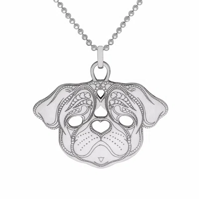Cartergore Women's Medium Silver Pug Pendant Necklace In Metallic