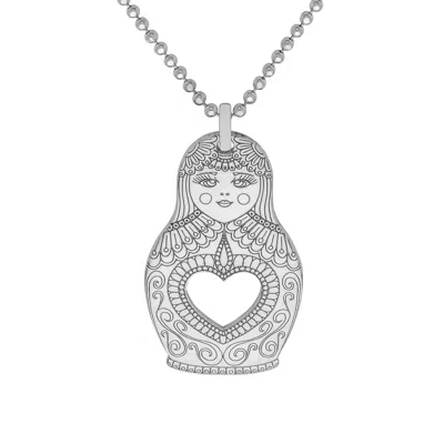 Cartergore Women's Medium Silver Russian Doll Pendant Necklace