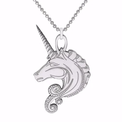 Cartergore Women's Medium Silver Unicorn Pendant Necklace In Metallic