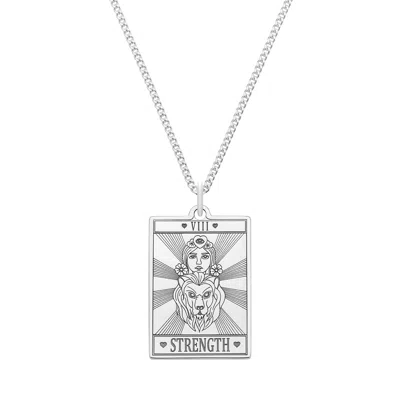 Cartergore Women's Medium Sterling Silver “strength” Tarot Card Necklace In Metallic