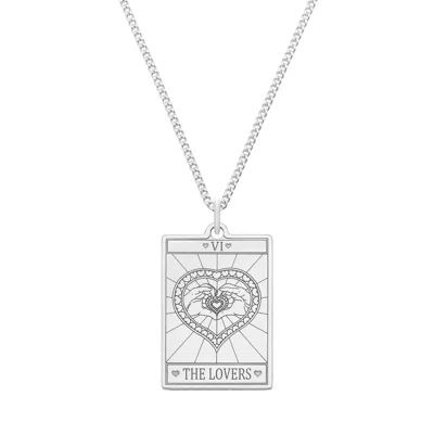 Cartergore Women's Medium Sterling Silver “the Lovers” Tarot Card Necklace