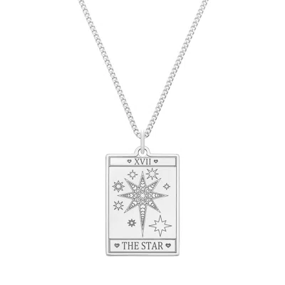 Cartergore Women's Medium Sterling Silver “the Star” Tarot Card Necklace In Metallic