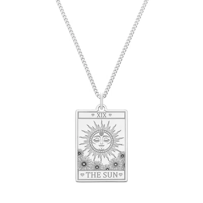 Cartergore Women's Medium Sterling Silver “the Sun” Tarot Card Necklace