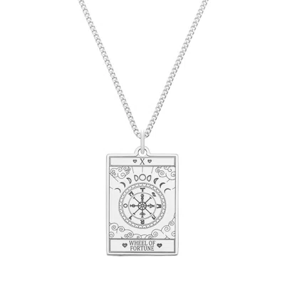 Cartergore Women's Medium Sterling Silver “the Wheel Of Fortune” Tarot Card Necklace In Black