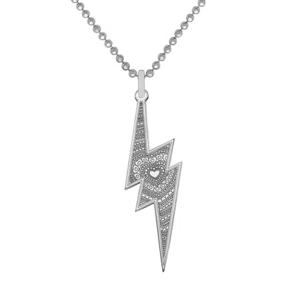 Cartergore Women's Silver Large Lightning Bolt Pendant Necklace