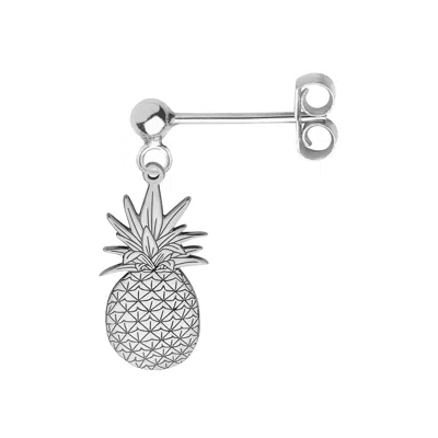 Cartergore Women's Silver Pineapple Single Short Drop Earring In Metallic