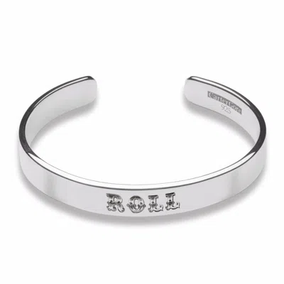 Cartergore Women's Silver Thick Width Roll Bangle In White