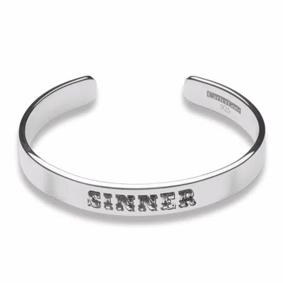 Cartergore Women's Silver Thick Width Sinner Bangle In White