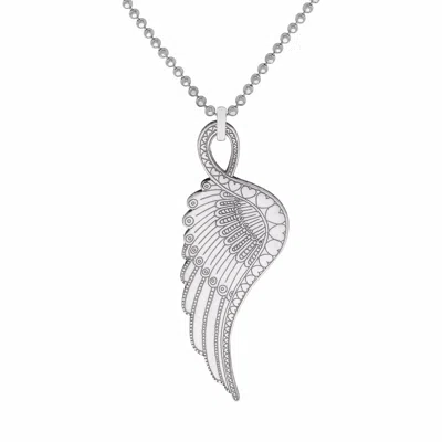 Cartergore Women's Silver Wing Pendant Necklace In White