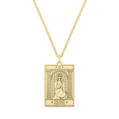 Cartergore Women's Small 9ct 375 Gold “high Priestess” Tarot Card Necklace