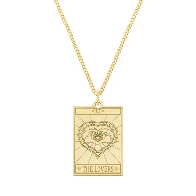 Cartergore Women's Small 9ct 375 Gold “the Lovers” Tarot Card Necklace In Yellow