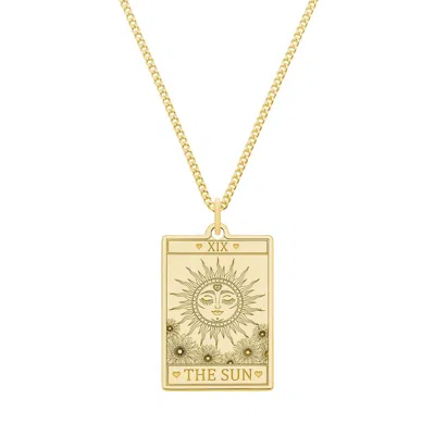 Cartergore Women's Small 9ct 375 Gold  “the Sun” Tarot Card Necklace In Yellow