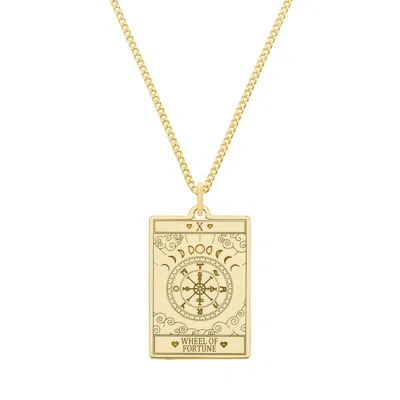 Cartergore Women's Small 9ct 375 Gold “wheel Of Fortune” Tarot Card Necklace In Yellow