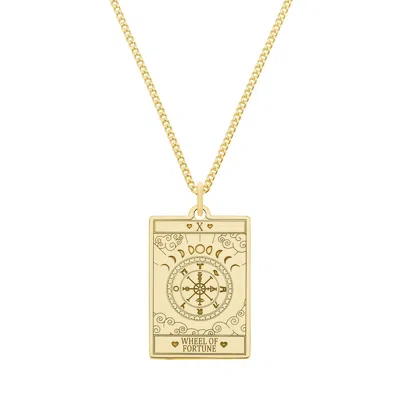 Cartergore Women's Small 9ct 375 Gold “wheel Of Fortune” Tarot Card Necklace