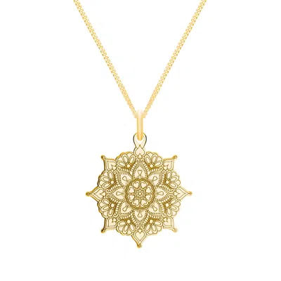 Cartergore Women's Small Gold Classic Mandala Pendant Necklace
