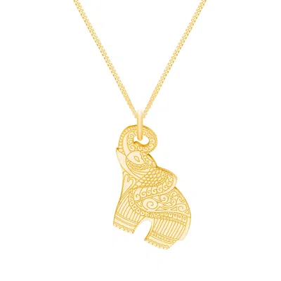 Cartergore Women's Small Gold Elephant Pendant Necklace In Gray