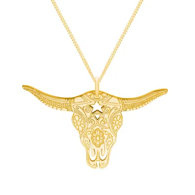 Cartergore Women's Small Gold Texas Longhorn Pendant Necklace