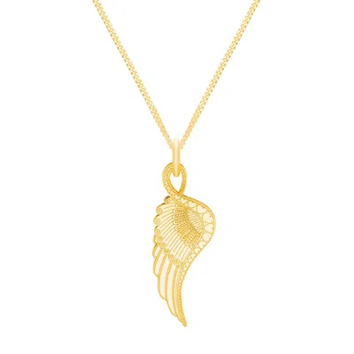 Cartergore Women's Small Gold Wing Pendant Necklace