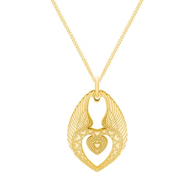 Cartergore Women's Small Gold Winged Heart Necklace