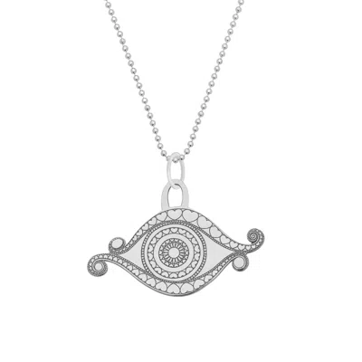 Cartergore Women's Small Silver Evil Eye Pendant Necklace In Gray